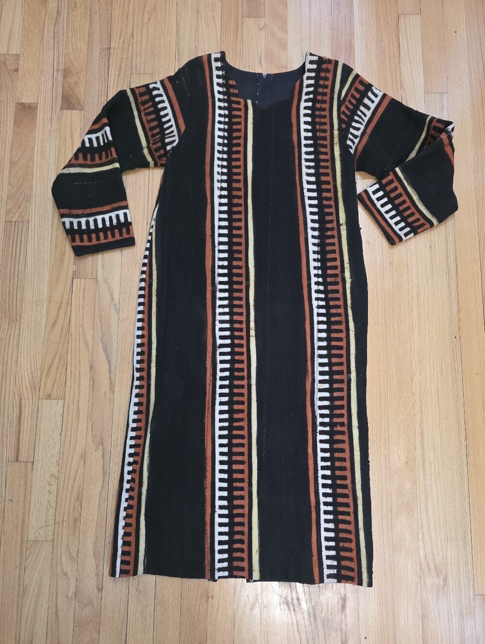 Authentic Bogolan Mudcloth African Tribal Long Maxi Full Length Dress